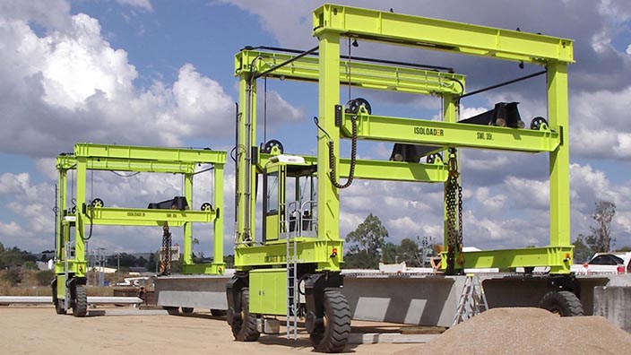 Isoloader Straddle Carriers and Rubber Tyred Gantries (RTGs) customized to handle heavy and industrial loads up to 100 tonnes.