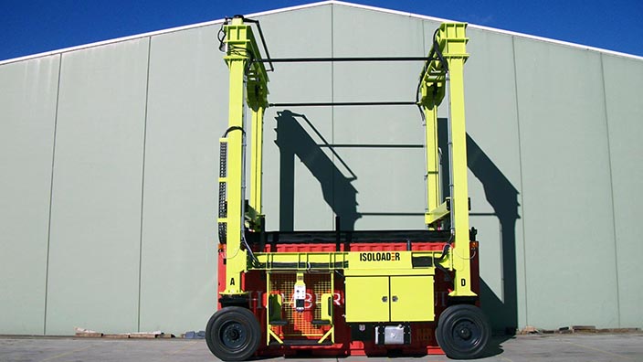 Isoloader Econolifter Straddle Carrier with top-lift spreader for 2-high container handling