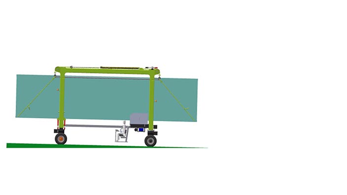 Isoloader EZLift Mini Straddle Carrier can handle steep grades to 10%