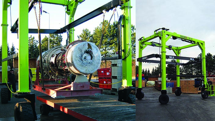 Isoloader EZLift Mini Straddle Carrier handling and packing industrial skids for Solar Turbines in Belgium