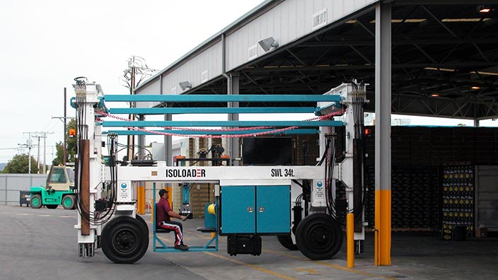 Isoloader Econolifter Straddle Carriers with telescoping masts for low height clearances
