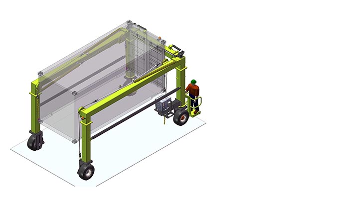 Isoloader EZLift Mini Straddle Carrier has low height and width clearances